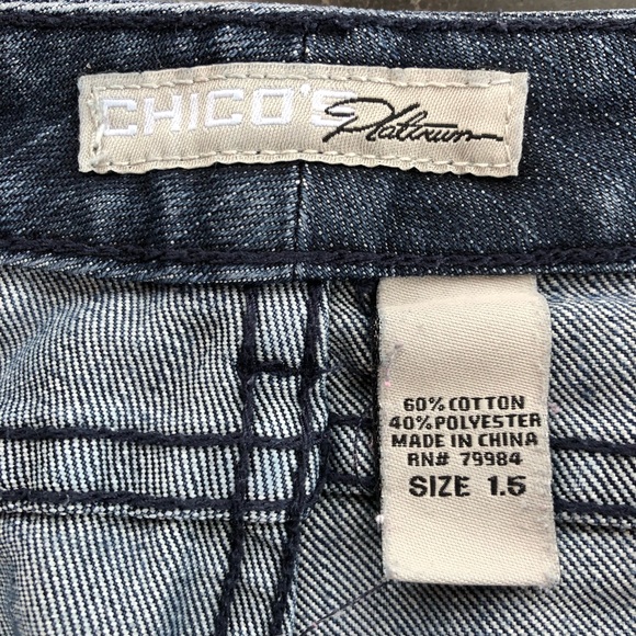 Dark wash ankle jeans with cute zippered back pockets by Chico’s Platinum - Picture 9 of 11